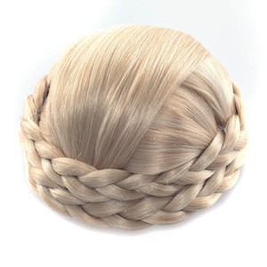 Ayina Synthetic Hair Bun Braided Scrunchie Chignon Donut Straight Updo Clip in Hairpieces Hair Party Wedding Cosplay Extensions (1003# Bleach Blonde)