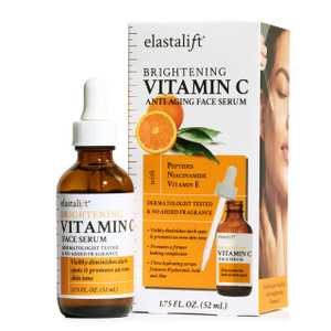 Elastalift Vitamin C Facial Serum For Age Spots, Wrinkles, & Expression Lines. Anti-Aging Face Serum W/Vitamin C & Hyaluronic Acid Brightens Skin To