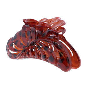 Women's 5 inch Large Jaw Clip Hair Claw with leaf design - Spotted Burnt Orange