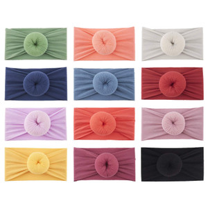 Lawie 12 PACK Elastic Stretchy Super Soft Donut Top Knot Wide Nylon Headbands Hairband Turban Headwraps Hair Bows Accessories for Kids Toddler Infant