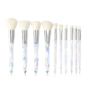 Makeup Brushes Crystal Handle Set, Tenmon 10 PCS Crystal Transparent Handle Kabuki Powder Foundation Brush Concealer Eye Shadow Eyeliner Eyebrow Brus
