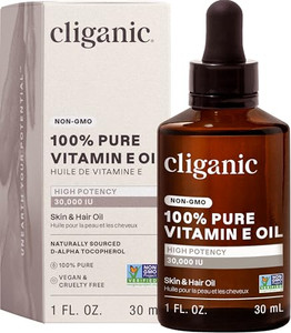 Cliganic Pure Vitamin E Oil for Skin, Scars, Hair & Face - 30,000 IU, Non-GMO Verified | Natural D-Alpha Tocopherol
