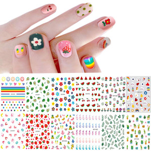 Nail Stickers for Women and Little Girls - 12 Sheets 3D Self-Adhesive DIY Nail Art Decoration Set Including Flowers Leaves Animals Plants Fruits Nail