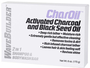 WaveBuilder CharOil 2 in 1 Shampoo and Bodywash Bar, 6 Ounce