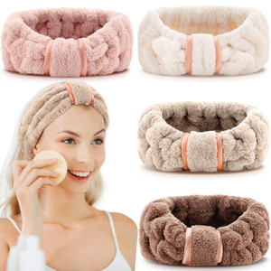 WILLBOND 4 Pack Microfiber Headbands Spa Facial Headbands Makeup Head bands Elastic Terry Cloth Head Wrap for Women Girls Washing Face Makeup Shower
