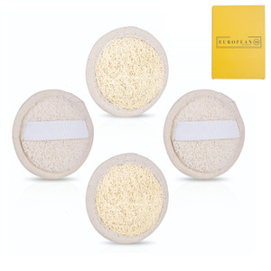 Natural Loofah Exfoliating Scrubbers, Made with Natural Egyptian Luffa Sponge Facial Loofahs (4 Pack)