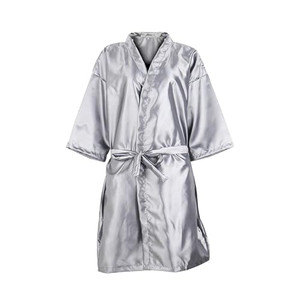 mollensiuer 1 Piece Silver Salon Robes Smock for Clients Hair Salon Client Gown Cape Hair Cutting Smock for Clients Kimono Style