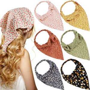 Syhood 6 Pcs Floral Hair Bandanas for Women Girl Boho Hair Scarf Headband with Clip Chiffon Cottagecore Head Kerchief(Bright Floral Patterns)