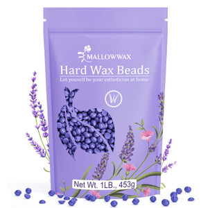 Mallowwax Hard Wax Beads, Wax Beans for Hair Removal, Natural Lavender, Stripless, Coarse Body Hair Specific - Ideal for Bikini, Brazilian, Legs, Und