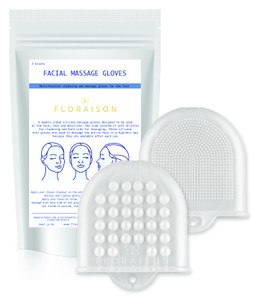 2 Mini Gloves Mini Glow Soft Silicone Facial Cleansing Brush and Face Massager Luxury Skincare Gift (Metallic White)