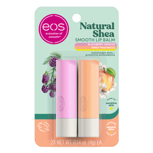 eos Natural Shea Lip Balm- Blackberry Hibiscus & Sweet Peachsicle, Made for Sensitive Skin, Lip Care Products, 0.14 oz, 2-Pack