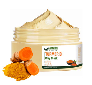 AMVital Turmeric Face Mask, Clay Facial Masks with Vitamin C, Skin Care for Acne and dark Spots, Smooth & Refine Pores, Anti Aging for Women, Non-Gre