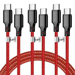USB C to USB C Charger Cable, 3Pack 6FT Type C Fast Charging Cord Compatible for iPhone 15/16/17/Pro/Max/Plus, iPad Pro Air Ps5 Controller Samsung Ga