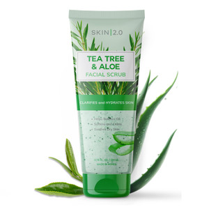 Skin 2.0 Tea Tree & Aloe Exfoliating Scrub - Dermatologist Tested, Multi-Tasking Cleanser, Clears Skin - Anti-Aging, Clean Beauty, Cruelty-Free Korea
