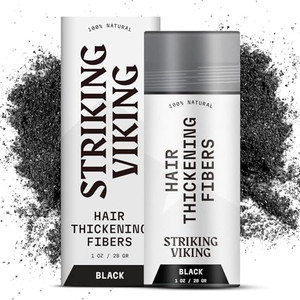 Striking Viking Hair Fibers for Thinning Hair - 28 g, Medium Brown - Sweat-Proof Thick Fiber - Powder to Thicken Up Beard - Bald Spot Cover Up for Me