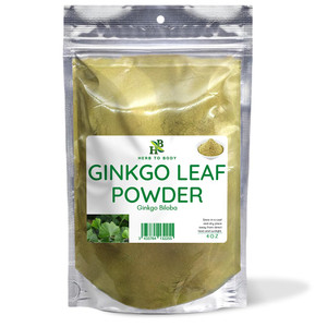 Herb To Body Ginkgo Leaf Powder  4oz, Wildcrafted Ginkgo Biloba Organic Leaf Powder for Herbal Tea, Blends, and Traditional Botanical Preparations