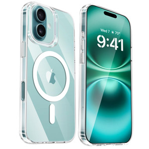 Fingic NO.1 Strong Magnetic for iPhone 16 Plus Case Clear[Compatible with MagSafe]Non Yellow Non-Slip Anti-Fingerprint Thin Hybrid Shockproof Anti-Sc