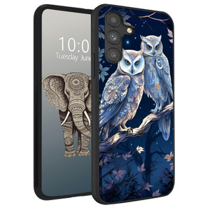 BFDHGQZC Owls on Branch Phone Case for Samsung Galaxy S24 FE, Slim Black Soft TPU Phone Case Shockproof Anti-Drop Full Body Protection Cell Phone Cov