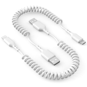 Coiled Lightning Cable, 6FT iPhone Charger for Car, 2 Pack [Apple MFi Certified] 6Feet Lightning Cable Cord Compatible for iPhone 14/14 Plus/14 Pro/1
