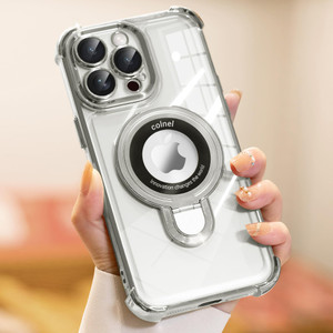 CHICLADY for iPhone 16 Pro Max Case with Integrated Lens Protection, [Foldable Stand & Ring Holder] [Raised Cushioning Guard], Glitter Metallic Gloss