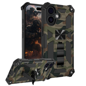 CCSmall for iPhone 16 Plus Case Camouflage with Kickstand for Men, Military Grade Shockproof Protective Phone Cover Built-in Stand Case for iPhone 16