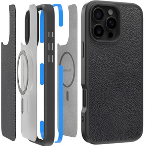 LONLI 2.0 - for iPhone 16 Pro Max Case - The Toughest Leather Magnetic Protective Phone Cover - [360° Shock-Absorbent Bumper and Inner TPE Frame] - [