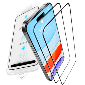 Vongong 2 Pack Screen Protector for iPhone 16 Pro Max,Durable and Drop-Proof with 9H Hardness,Bubble-and-Dust-Free 16 Pro Max HD High-Aluminum Temper