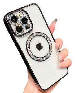 KERZZIL Elegent Girly Compatible with iPhone 16 Pro Max Magnetic Case,[Support for Magsafe] Luxury Trendy Plating Bling Glitter Diamonds Cover with C