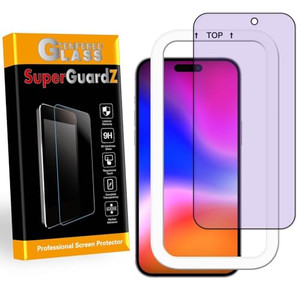 SuperGuardZ [2-Pack] for iPhone 16 Full Cover Screen Protector, Anti Blue Light Tempered Glass, Eye Protection, Anti-Scratch + Install Tray