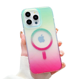 Puxssul Aesthetic Case for iPhone 16 Pro Max Case for Women Girls [Compatible with Magsafe] Cute Girly Trendy Glitter Sparkly Gradient Dazzle Flash M