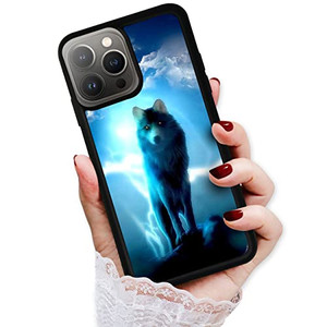 for iPhone 16 Pro Max, Durable Protective Soft Back Case Phone Cover, HOT12317 Night Wolf Moon 12317