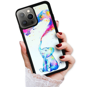 for iPhone 16 Pro, Durable Protective Soft Back Case Phone Cover, HOT12443 Baby Rainbow Elephant 12443