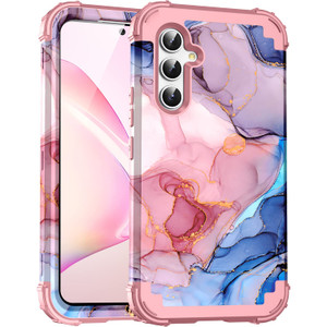 BQQFG for Galaxy S24 FE Case,Three Layer Heavy Duty Shockproof Hybrid Hard Plastic Bumper Soft Silicone Rubber Drop Protective Cover Case for Galaxy