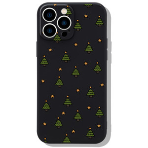 Idocolors Cute Christmas Tree Case for iPhone 16 Plus, Black Xmas Soft Liquid Silicone Phone Case, Slim Shockproof Protective Phone Cover