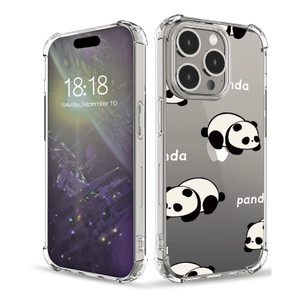 YCJACE Phone Case for iPhone 16 Pro Max Clear Case with Cute Panda Design Soft TPU Shock Absorption Slim Embossed Pattern Protective Back Phone Cover