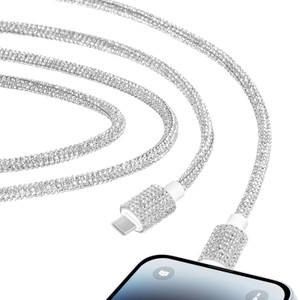 COZYEXPR USB C Cable for iPhone 14 Charger Cord, 3.3 ft Bling Diamond Rhinestone Cord, 66W Fast Charging Type C Charger for iPhone 14 Pro/14 Plus/13