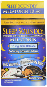 Sleep Soundly Melatonin 10mg, Fast Acting, Extended Release Sleep Formula, 60 servings, Blue