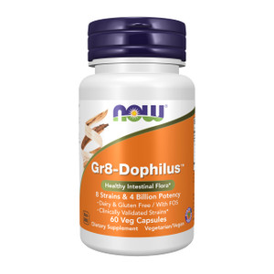 NOW Foods Supplements, Gr8-Dophiluswith 8 Strains & 4 Billion Potency, Shelf Stable, 60 Veg Capsules