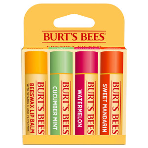 Burt's Bees Lip Balm - Original Beeswax, Cucumber Mint, Watermelon & Sweet Mandarin, With Responsibly Sourced Beeswax, Tint-Free, Natural Origin Trea