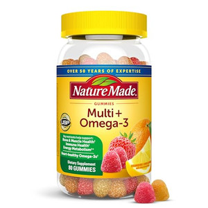 Nature Made Multivitamin + Omega-3, Multivitamin Gummies for Women and Men, Daily Nutritional Support, 80 Adult Gummy Vitamins & Minerals, 40 Day Sup