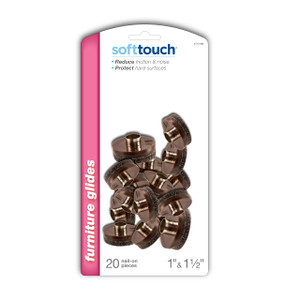 SoftTouch 4770195N Nail-On, Heavy Duty Felt Pads For Wood Furniture & Hard Surfaces Value Pack (20Piece) - Round 1 inch In & 1.5 inch In 20 Pc, Brown