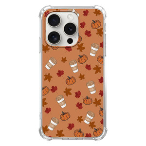 KatocZarl Autumn Coffee Pumpkin Maple Leaf Case Compatible with iPhone 16 Pro Max, Cool Trendy Design Slim Shockproof TPU Bumper Protective Cover Cas