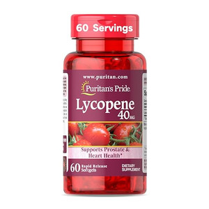 Puritan's Pride Premium Lycopene 40mg, Dietary Supplement for Prostate, Antioxidant, Heart Health, and Overall Health Support, 2 Month Supply, 60 Rap