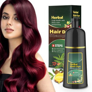 Tanfeine Wine Red Hair Color Shampoo - Natural Herbal Formula for Women and Men, Gray Hair Coverage and Vibrant Red Tones, 3-in-1 for Home Salon, 16.
