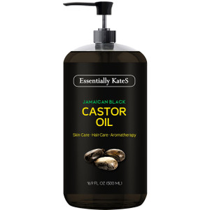 Essentially KateS Jamaican Black Castor Oil 16.9 Fl Oz - Rich in Vitamin E, Omega Fatty Acids and Minerals - Carrier Oil for Hair Growth Oil, Eyebrow