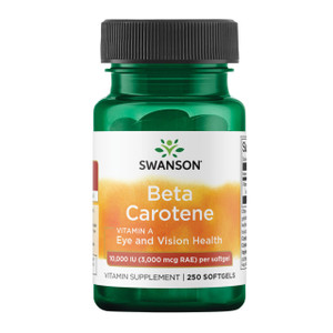 Swanson Beta-Carotene - Vitamin A Supplement Promoting Immune Health, Eye & Skin Health - Natural Wellness Formula - (250 Softgels, 3000mcg Each)