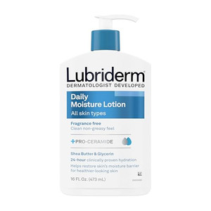 Lubriderm Fragrance Free Daily Moisture Lotion + Pro-Ceramide, Shea Butter & Glycerin, Face, Hand & Body Lotion for Sensitive Skin, Hydrating Lotion