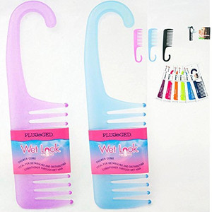2 Shower Combs Hair Wide Tooth Dry Wet Gently Detangles Thick Long Durable Salon