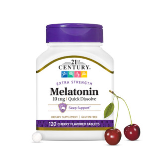 21st Century, Melatonin Quick Dissolve Tablets 10 mg, White, Cherry, 120 Count