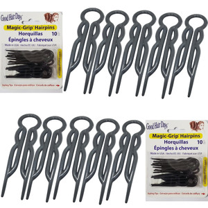 Good Hair Days Hair Pins - 2 1/2" Plastic, U-shaped Magic Grip Hairpins, Strong Durable Pins For Fine, Thick & Long Hair, Styling Accessories - Black